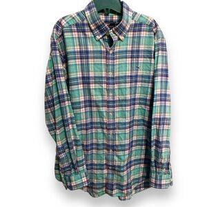 VINEYARD VINES Mens Plaid Print Long Sleeve Button Up Slim Fit Whale Shirt